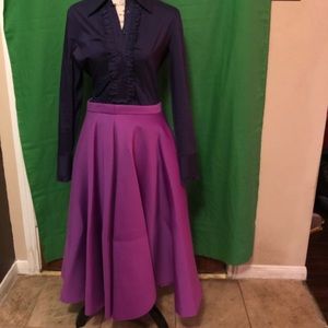 Deep Purple ruffle top and Magenta Midi skirt